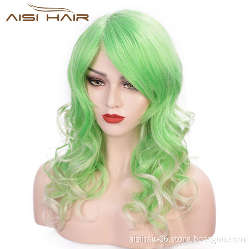Aisi Hair High Temperature Fiber Synthetic Wigs For Black White Women Glueless Long Wavy Hair Cosplay Wigs